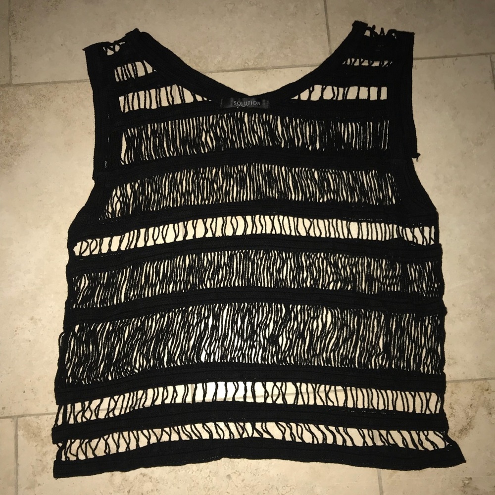 Black Knitted String Top - Picture 2 of 6